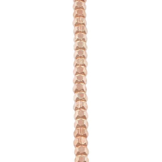 Rose Gold Faceted Metal Cube Beads, 3mm by Bead Landing™